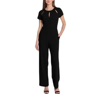 Maggy London Peyton Black Jumpsuit Cutout Neckline Sz 8